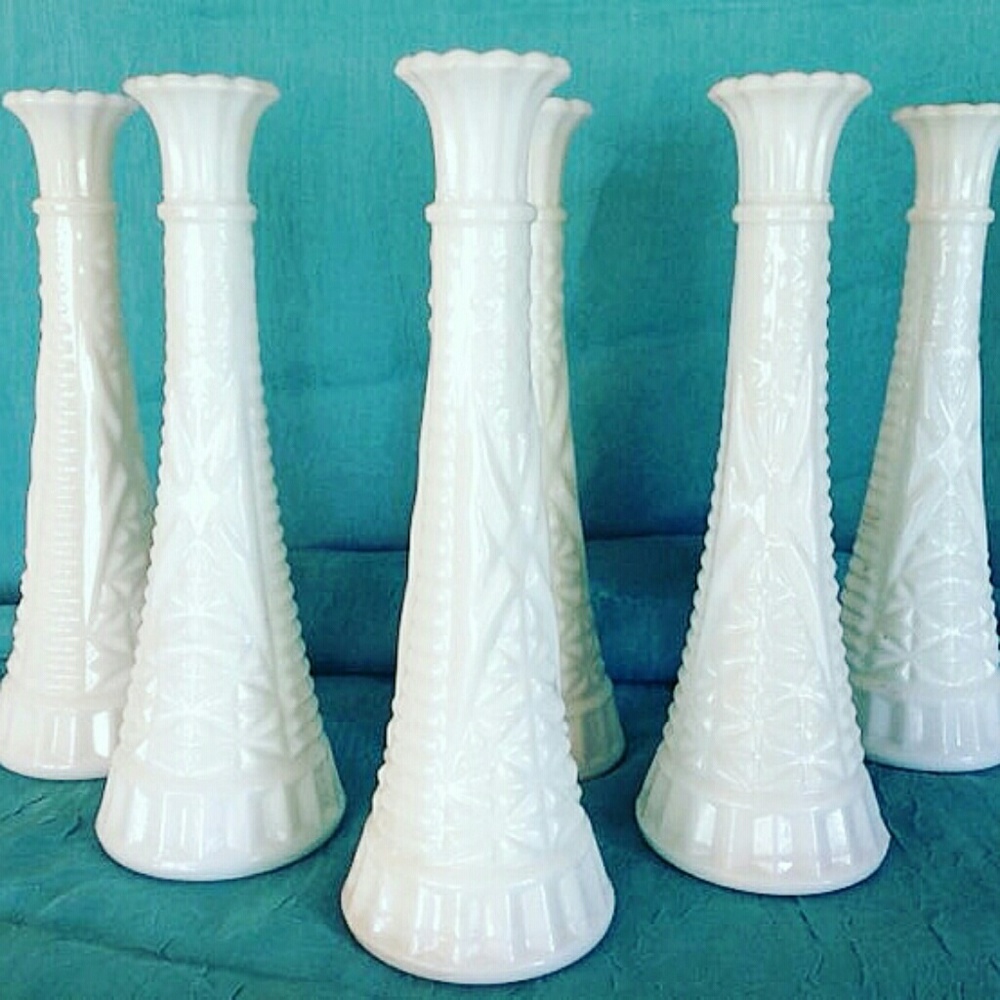 4 milk glass vases only 8.00 a piece